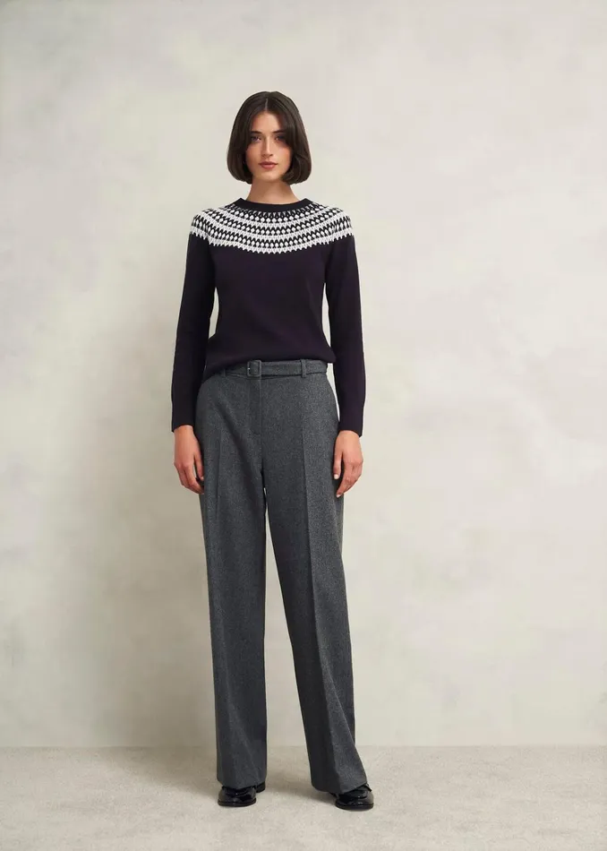 Women Greta Sparkle Fairisle Jumper Navy Multi Hobbs Jumpers and Cardigans