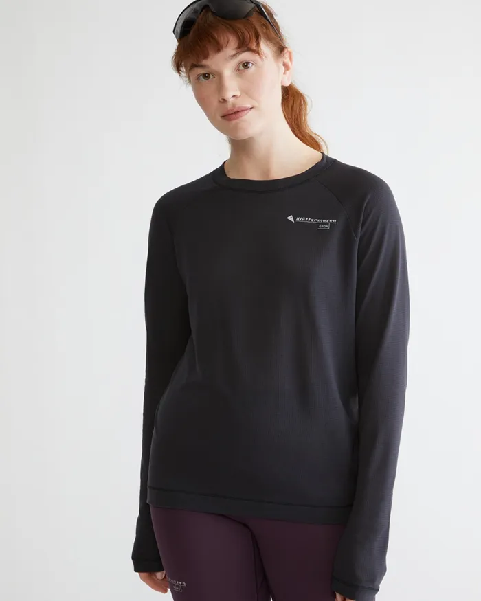 Women Groa Technical Long Sleeve Tee Raven Klttermusen TShirts