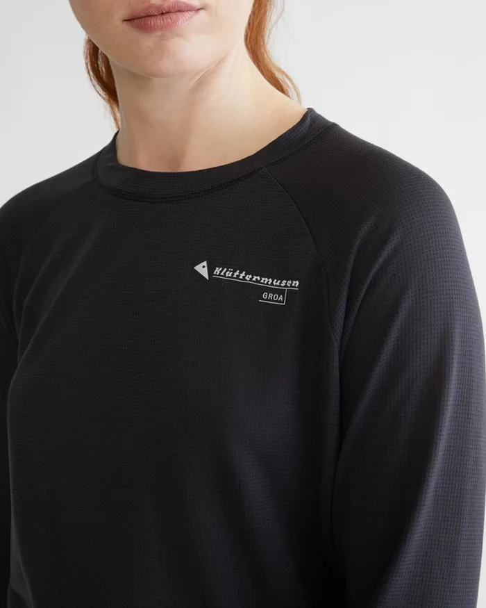 Women Groa Technical Long Sleeve Tee Raven Klttermusen TShirts