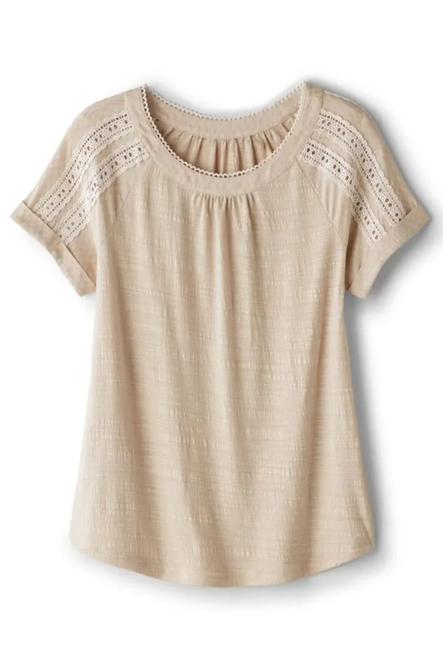 Women Halle Short Sleeve Top Light Taupe Soft Surroundings Tops
