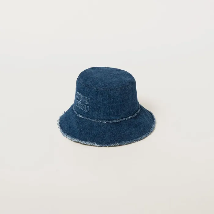 Women Hats And Gloves Miu Miu Denim Bucket Hat Navy