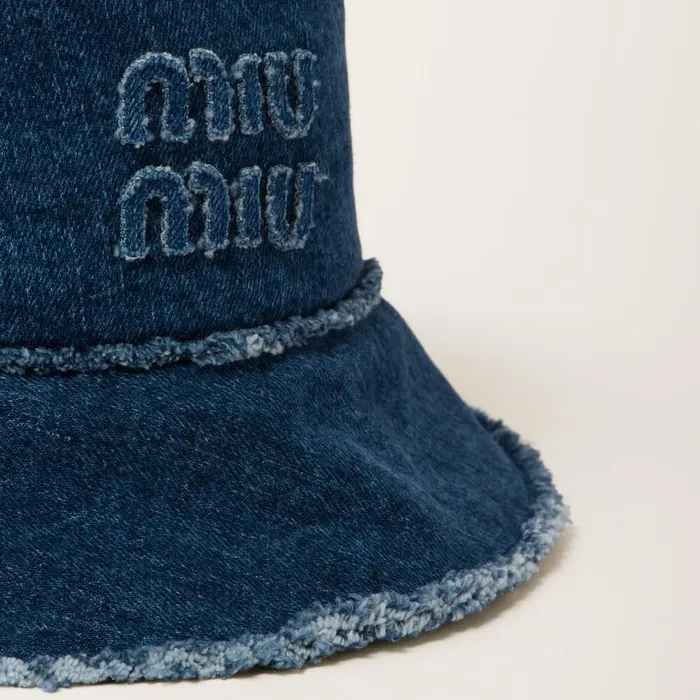 Women Hats And Gloves Miu Miu Denim Bucket Hat Navy Women Hats And Gloves Miu Miu Denim Bucket Hat Navy