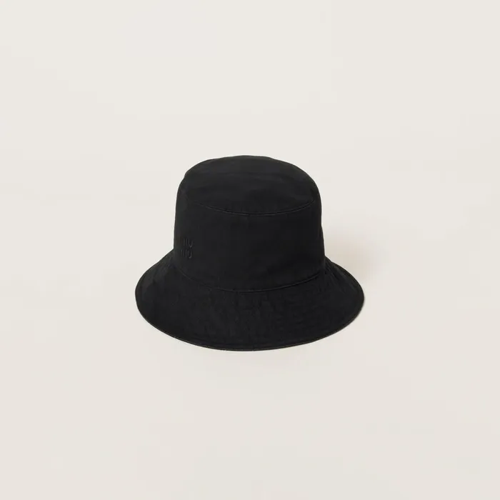 Women Hats And Gloves Miu Miu Gabardine Bucket Hat Black