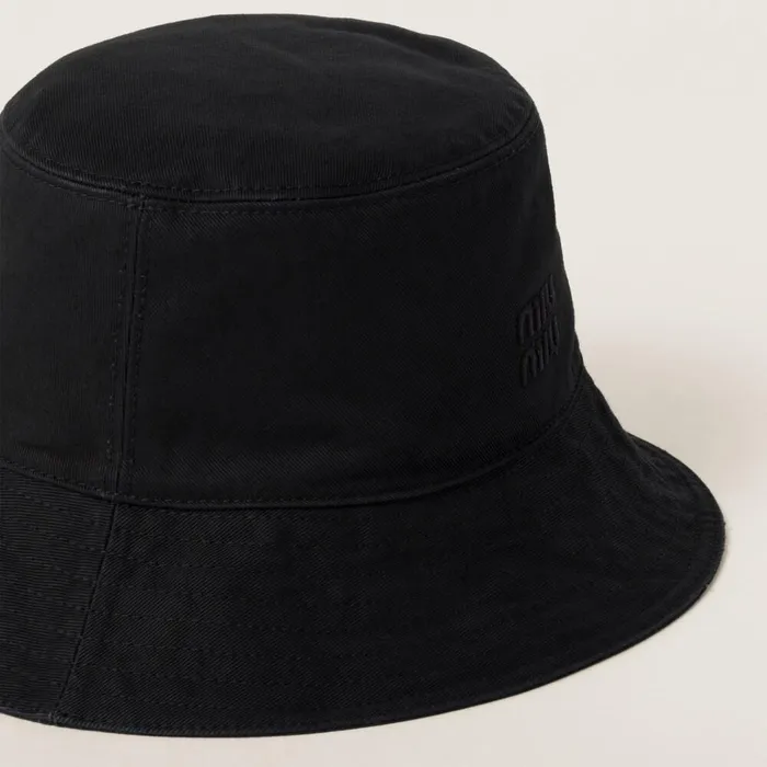 Women Hats And Gloves Miu Miu Gabardine Bucket Hat Black Women Hats And Gloves Miu Miu Gabardine Bucket Hat Black
