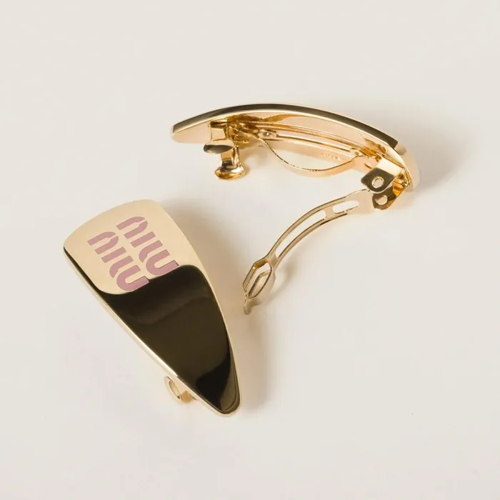 Women Headbands And Hair Accessories Miu Miu Enameled Metal Hair Clips Orchid Pink Women Headbands And Hair Accessories Miu Miu Enameled Metal Hair Clips Orchid Pink