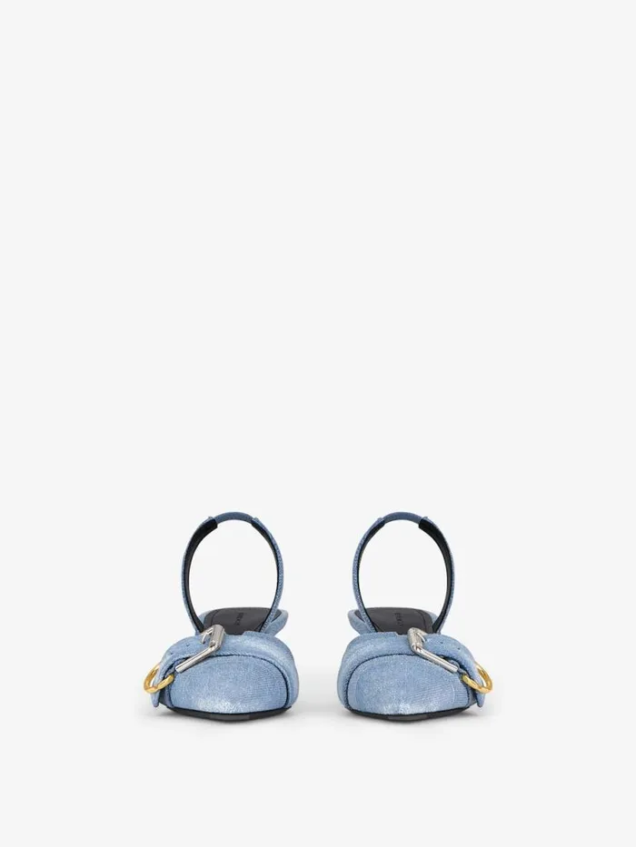 Women Heels Givenchy Voyou Slingbacks In Washed Denim Medium Blue Women Heels Givenchy Voyou Slingbacks In Washed Denim Medium Blue