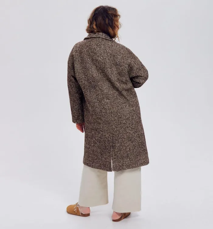 Women Herringbone Coat 8211 Chestnut Brown Print Promod Coats Women Herringbone Coat 8211 Chestnut Brown Print Promod Coats