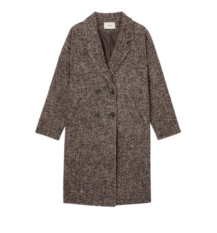 Women Herringbone Coat 8211 Chestnut Brown Print Promod Coats Women Herringbone Coat 8211 Chestnut Brown Print Promod Coats