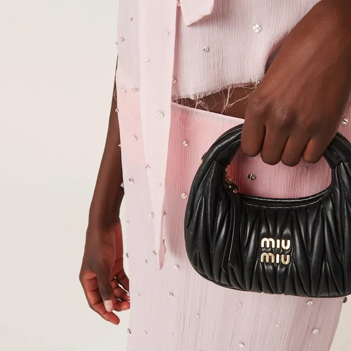 Women Hobo Bags Miu Miu Wander Matelass Nappa Leather Hobo Minibag Black Women Hobo Bags Miu Miu Wander Matelass Nappa Leather Hobo Minibag Black