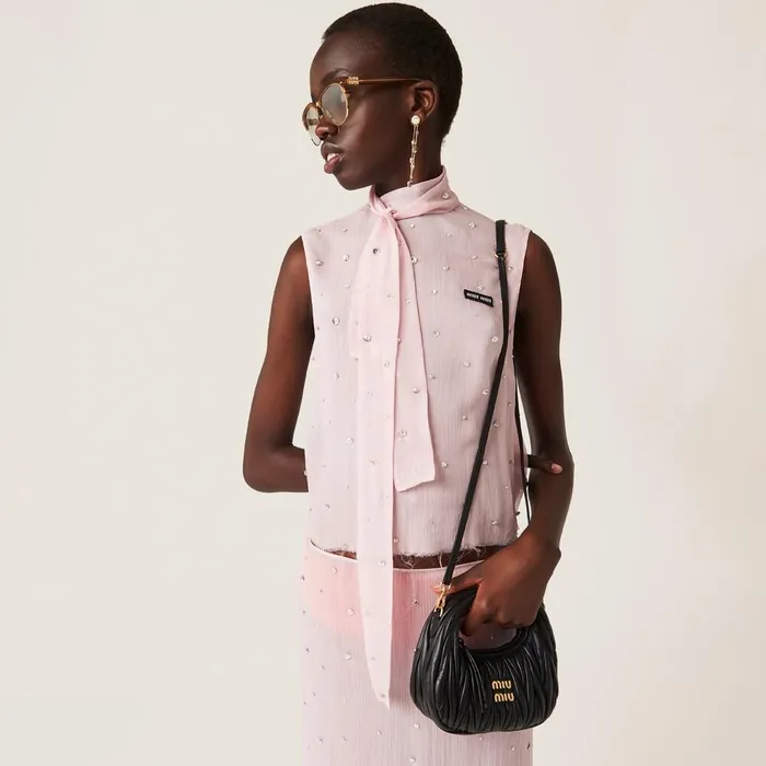 Women Hobo Bags Miu Miu Wander Matelass Nappa Leather Hobo Minibag Black Women Hobo Bags Miu Miu Wander Matelass Nappa Leather Hobo Minibag Black