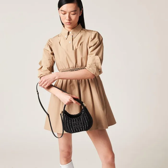 Women Hobo Bags Miu Miu Wander Wicker Hobo Bag Black