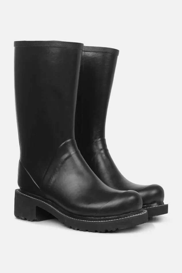Women Ilse Jacobsen Rainboots Medium 34 Rubber Boots With Zip 8211 Black