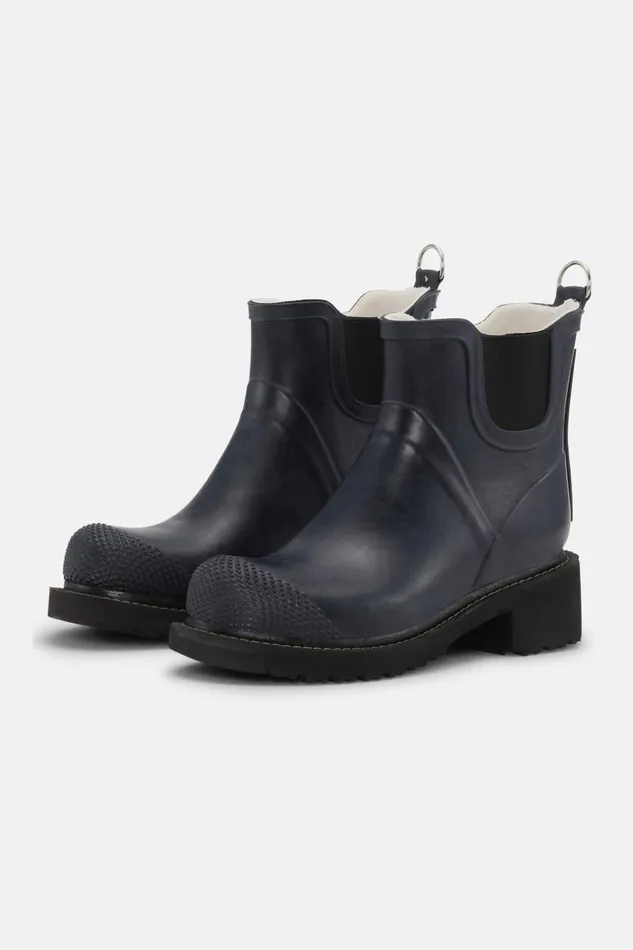 Women Ilse Jacobsen Rainboots Short Short Rubber Boots With High Heel 8211 Dark Indigo
