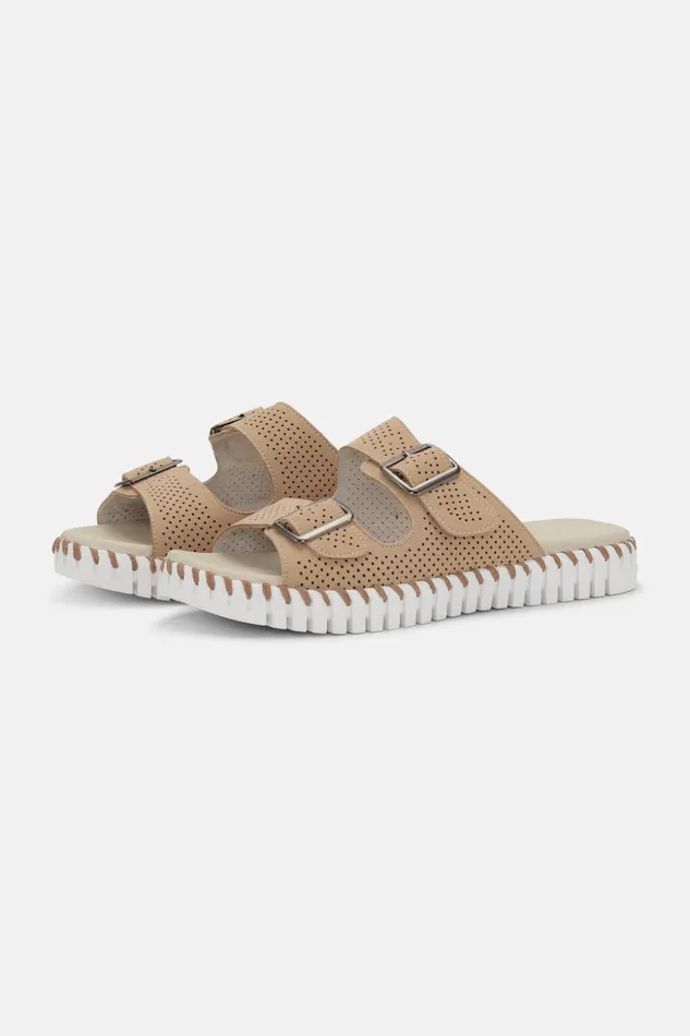 Women Ilse Jacobsen Tulip Flats Sandals 8211 Latte