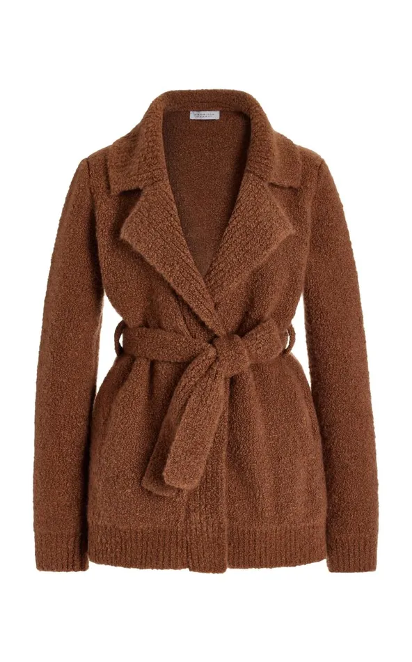 Women Jackets and Coats Gabriela Hearst Coles Knit Cardigan In Cognac Cashmere Boucle