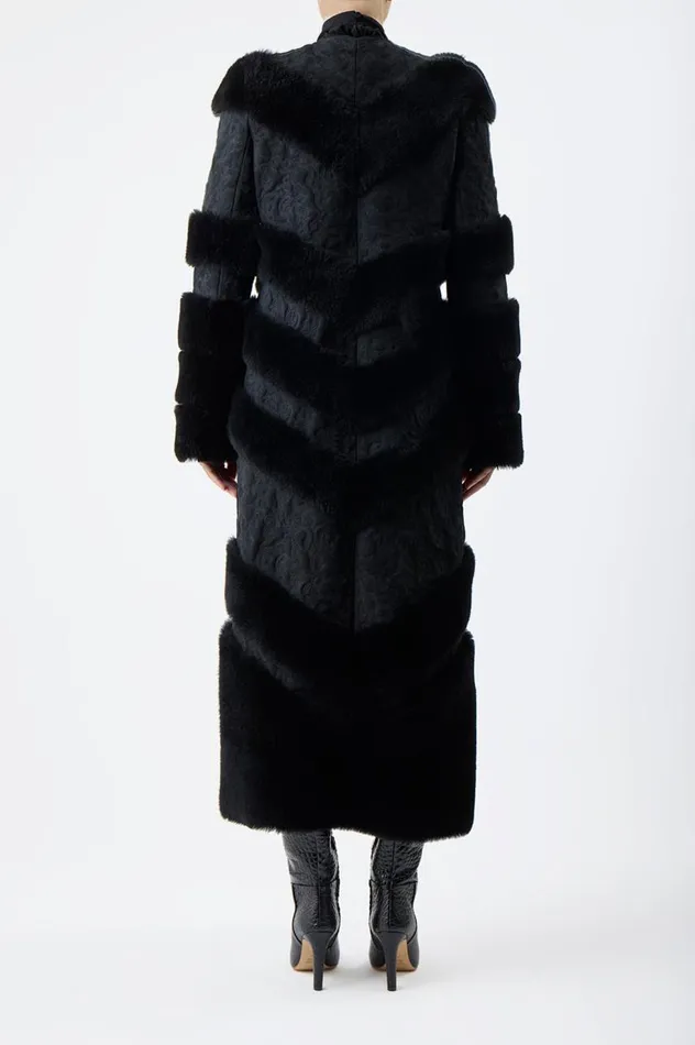 Women Jackets and Coats Gabriela Hearst Hugh Embroidered Coat In Black Suede With Shearling