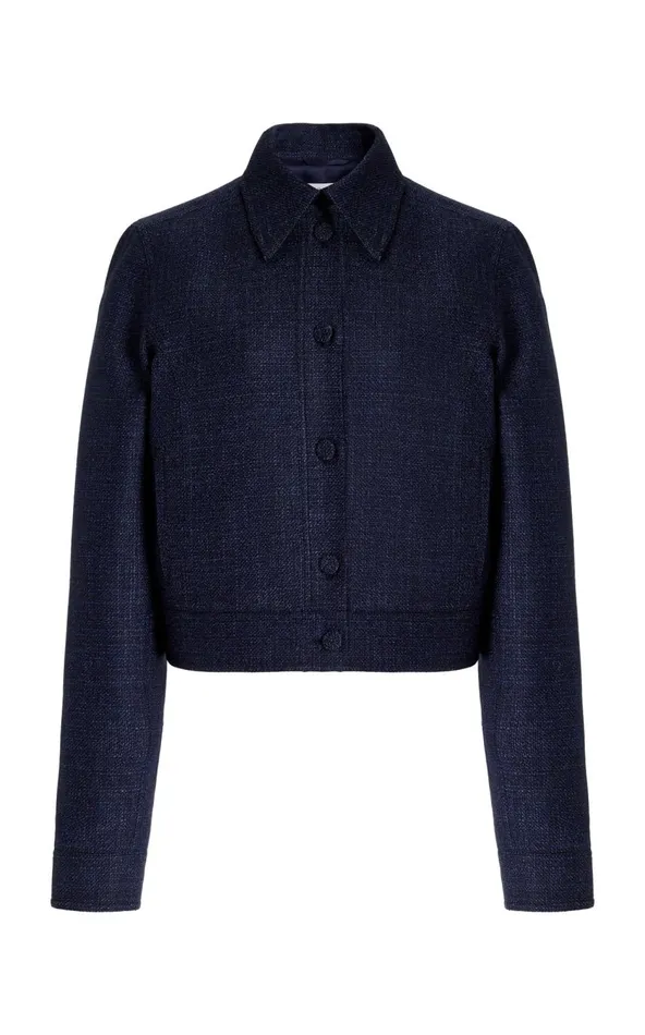 Women Jackets and Coats Gabriela Hearst Thereza Jacket In Dark Navy Virgin Wool Silk Tweed Women Jackets and Coats Gabriela Hearst Thereza Jacket In Dark Navy Virgin Wool Silk Tweed