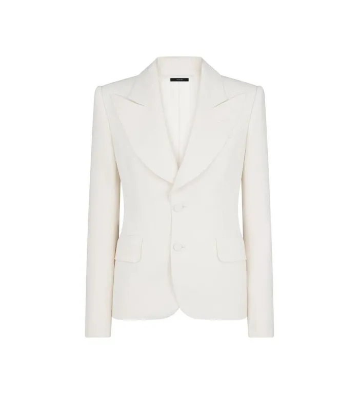 Women Jackets Tom Ford Double Silk Georgette Jacket Chalk