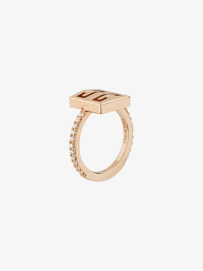 Women Jewelry Givenchy 4G Ring In Metal With Crystals Rose Golden