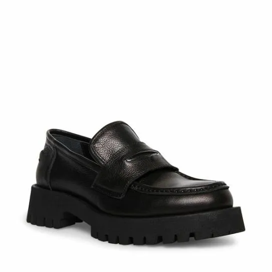 WomenKids039 LAWRENCE BLACK LEATHER Black Leather Steve Madden Loafers and Flats WomenKids039 LAWRENCE BLACK LEATHER Black Leather Steve Madden Loafers and Flats