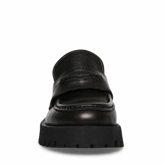 WomenKids039 LAWRENCE BLACK LEATHER Black Leather Steve Madden Loafers and Flats WomenKids039 LAWRENCE BLACK LEATHER Black Leather Steve Madden Loafers and Flats