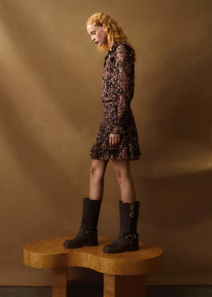Women KneeHigh Biker Boot Brown MEEM