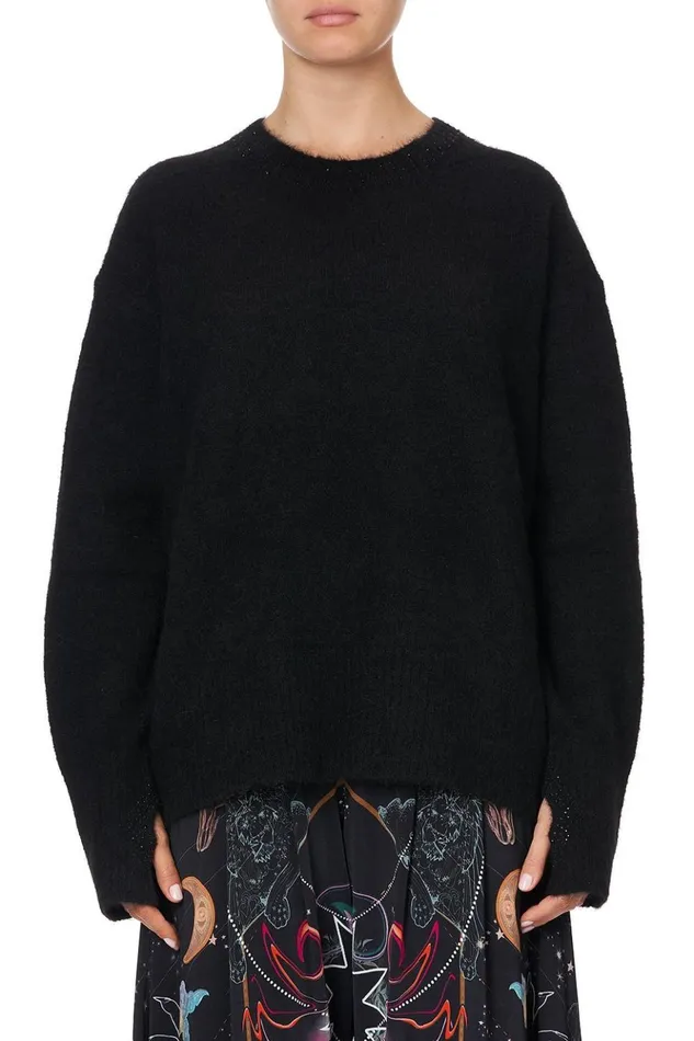 Women Knitwear Camilla Crew Neck Jumper With Split Sleeve Moonlit Musings