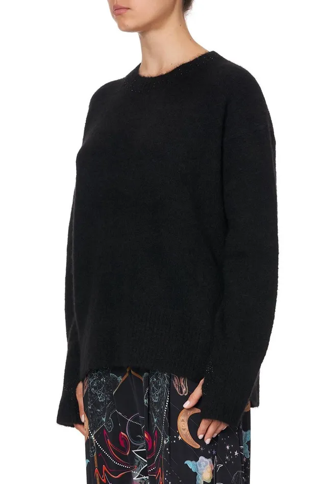 Women Knitwear Camilla Crew Neck Jumper With Split Sleeve Moonlit Musings