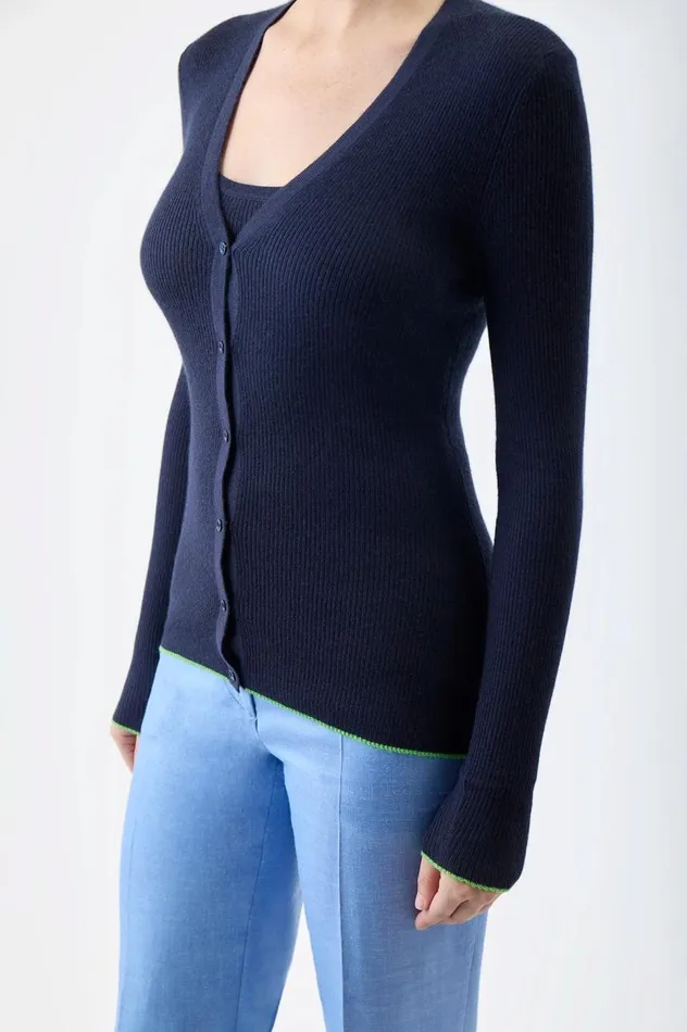 Women Knitwear Gabriela Hearst Addison Knit Cardigan In Navy Cashmere Silk