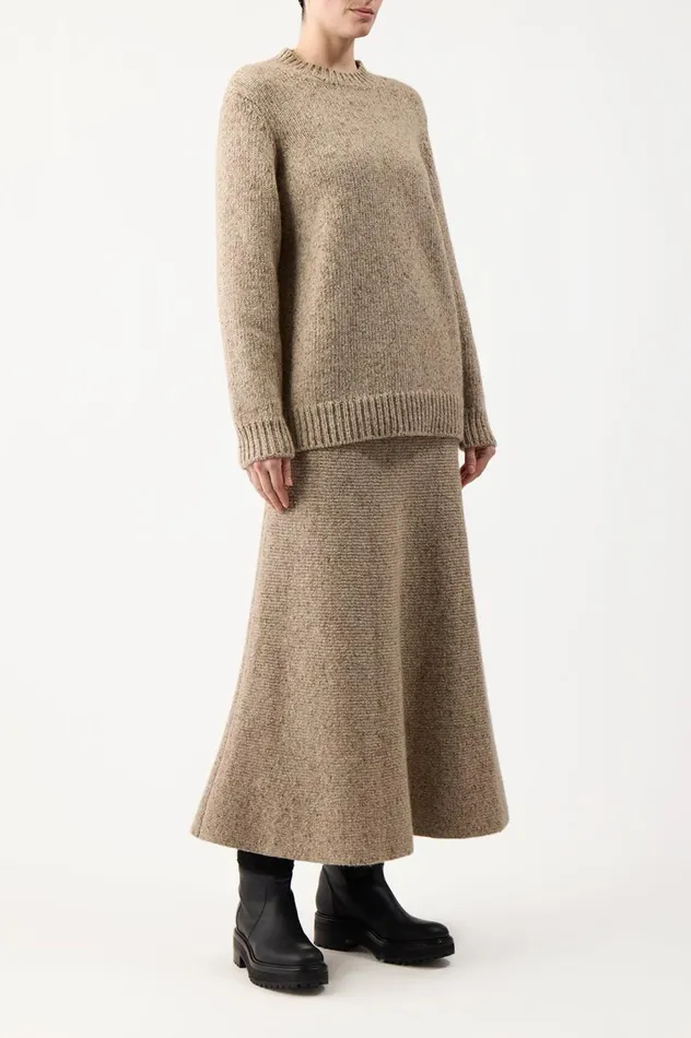 Women Knitwear Gabriela Hearst Alfie Crewneck In Oatmeal Multi Cashmere