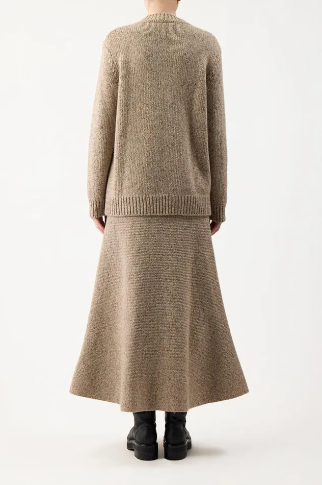 Women Knitwear Gabriela Hearst Alfie Crewneck In Oatmeal Multi Cashmere