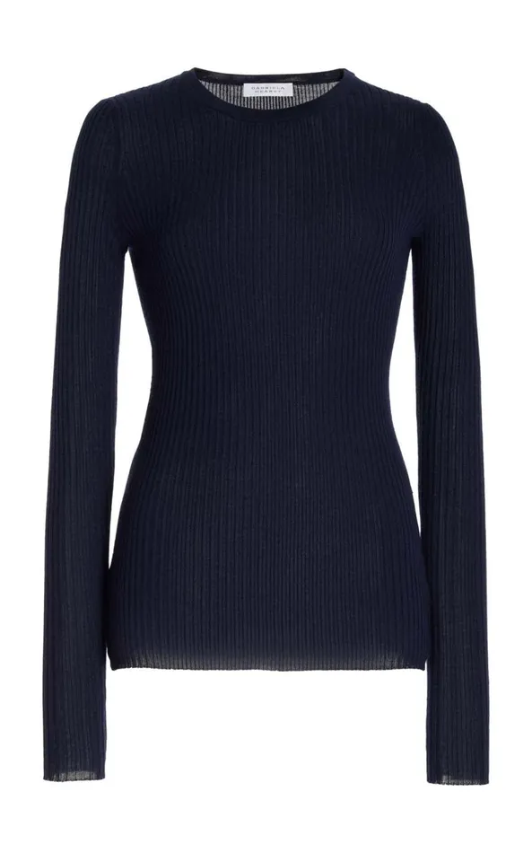 Women Knitwear Gabriela Hearst Browning Knit Sweater In Dark Navy Cashmere Silk