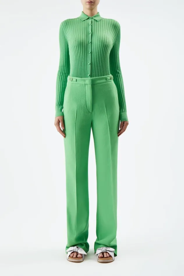 Women Knitwear Gabriela Hearst Cavalieri Knit Shirt In Fluorescent Green Cashmere Silk