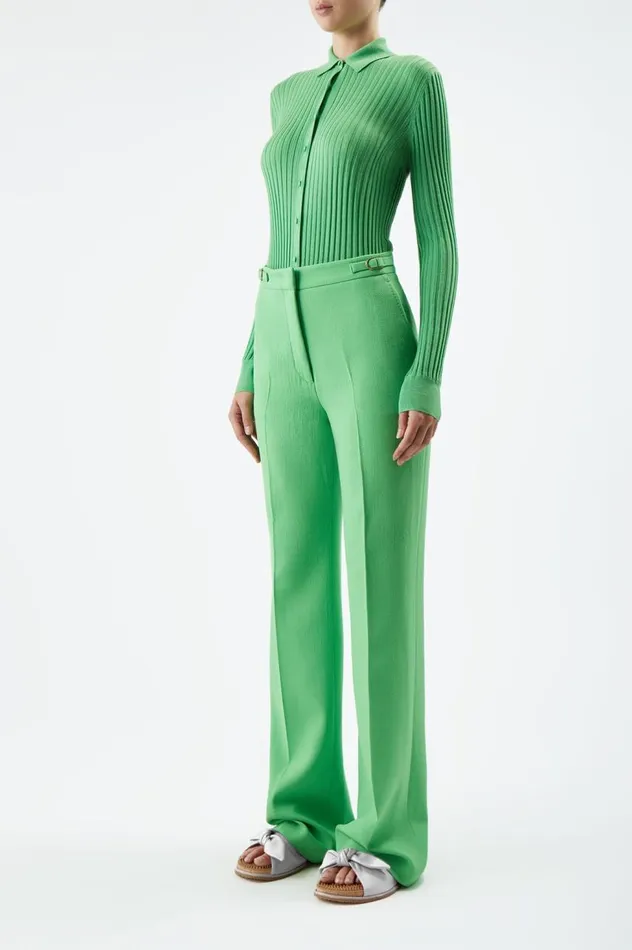 Women Knitwear Gabriela Hearst Cavalieri Knit Shirt In Fluorescent Green Cashmere Silk