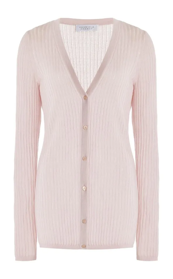 Women Knitwear Gabriela Hearst Emma Pointelle Knit Cardigan In Blush Cashmere Silk
