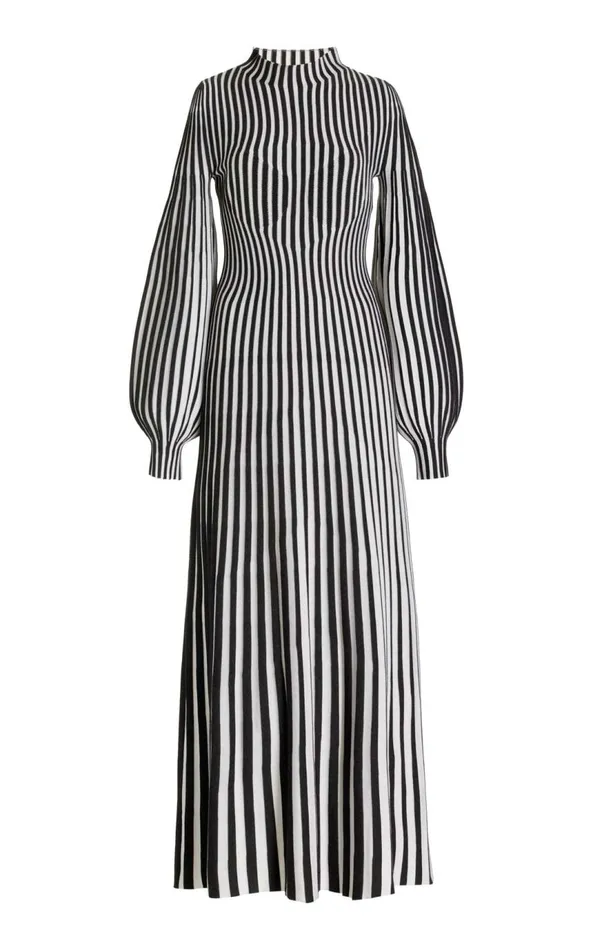 Women Knitwear Gabriela Hearst Lee Knit Dress In Charcoal and Ivory Cashmere Silk