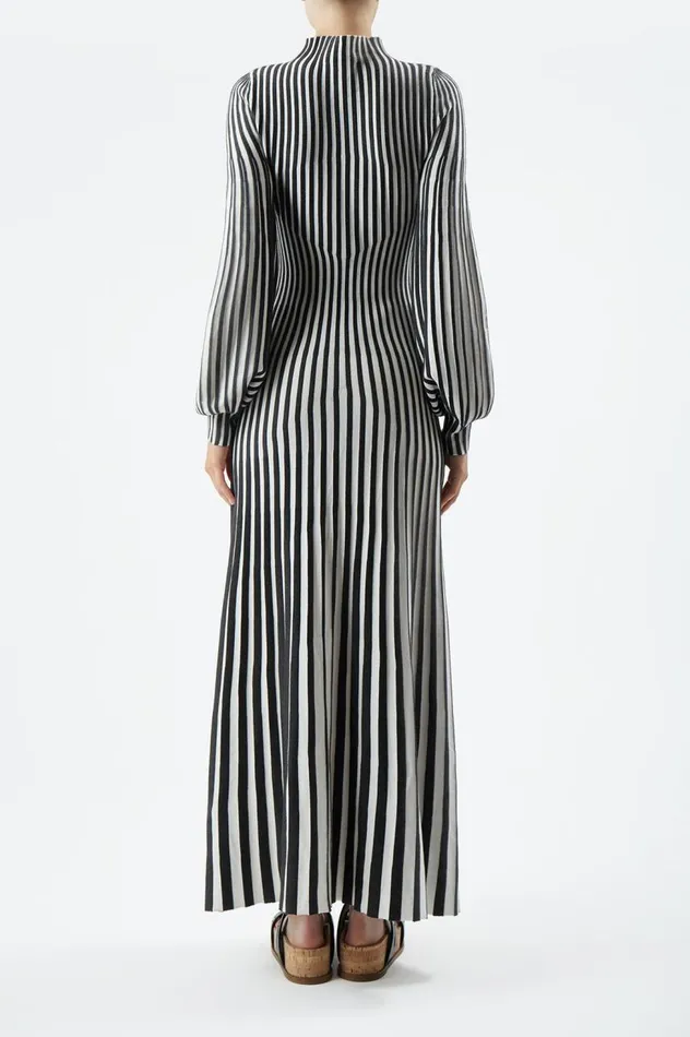 Women Knitwear Gabriela Hearst Lee Knit Dress In Charcoal and Ivory Cashmere Silk