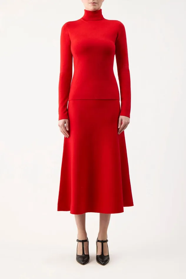 Women Knitwear Gabriela Hearst May Knit Turtleneck In Red Topaz Merino Wool Cashmere