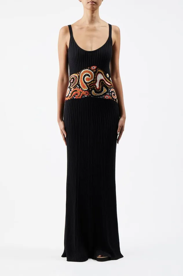 Women Knitwear Gabriela Hearst Mila Lace Knit Dress In Black Multi Cashmere Silk
