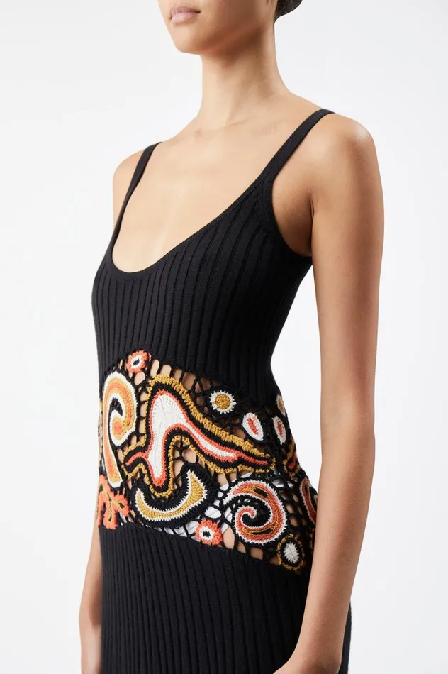 Women Knitwear Gabriela Hearst Mila Lace Knit Dress In Black Multi Cashmere Silk