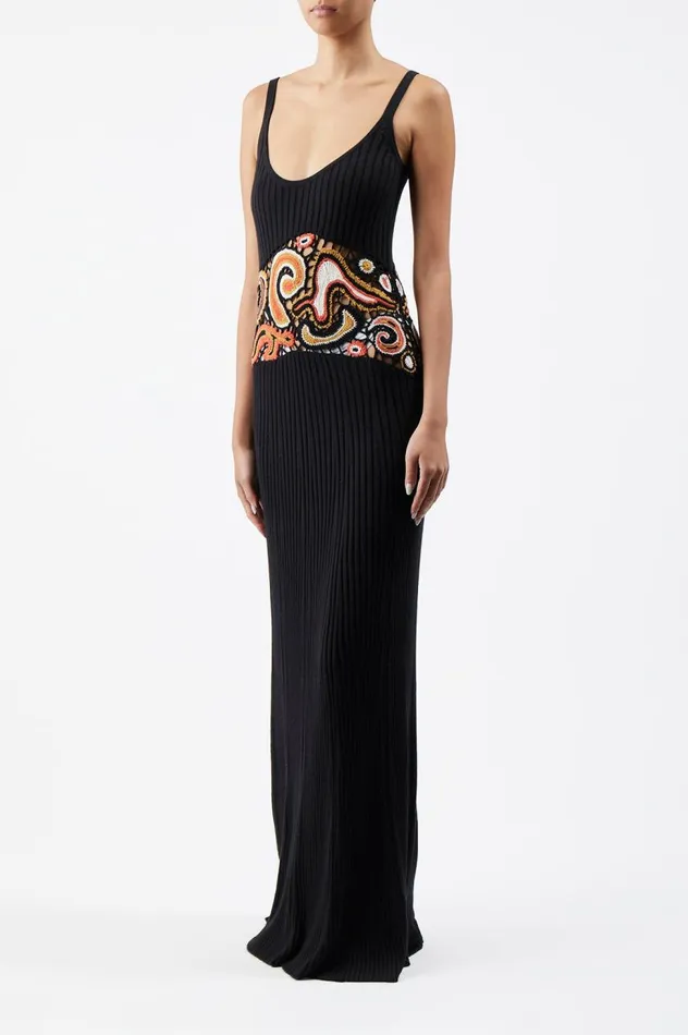 Women Knitwear Gabriela Hearst Mila Lace Knit Dress In Black Multi Cashmere Silk