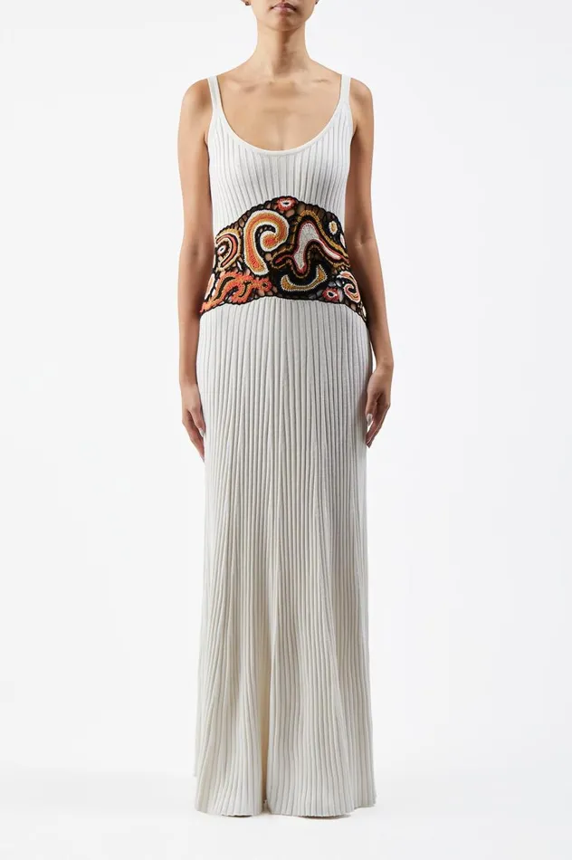 Women Knitwear Gabriela Hearst Mila Lace Knit Dress In Ivory Multi Cashmere Silk