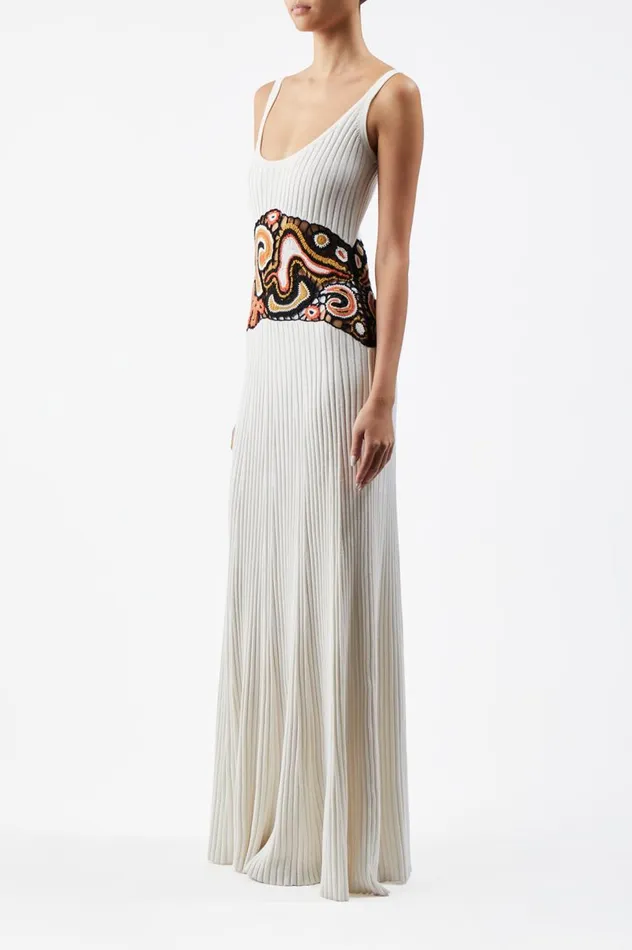 Women Knitwear Gabriela Hearst Mila Lace Knit Dress In Ivory Multi Cashmere Silk