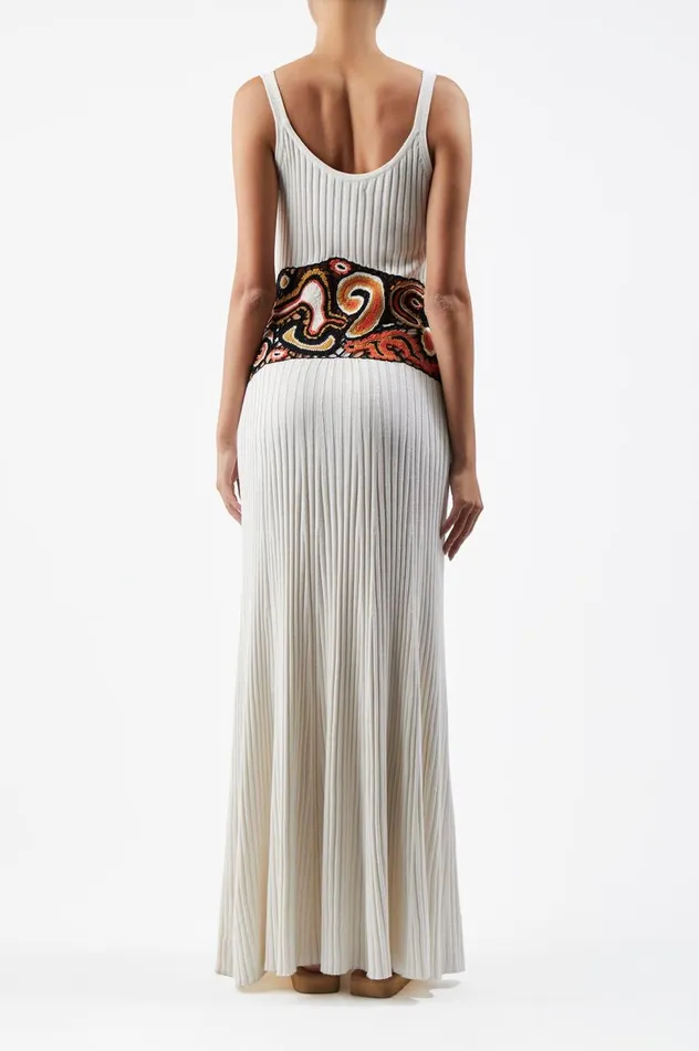 Women Knitwear Gabriela Hearst Mila Lace Knit Dress In Ivory Multi Cashmere Silk