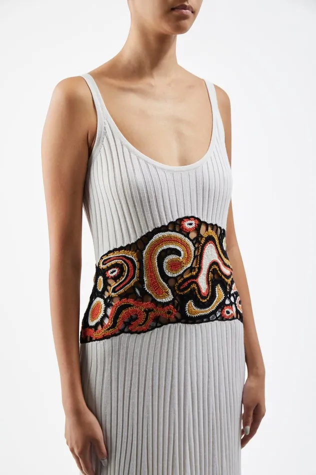 Women Knitwear Gabriela Hearst Mila Lace Knit Dress In Ivory Multi Cashmere Silk