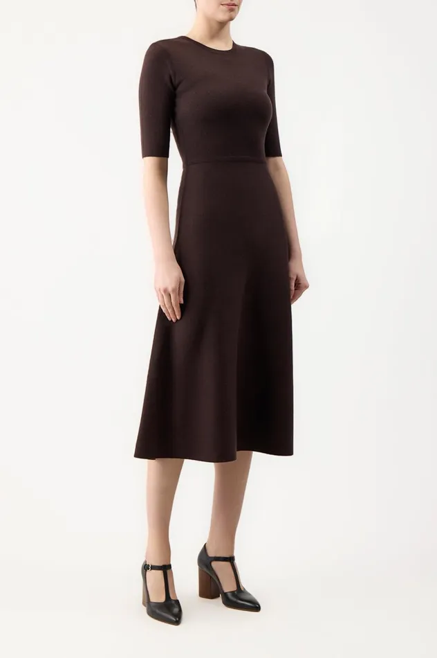 Women Knitwear Gabriela Hearst Seymore Knit Dress In Chocolate Merino Wool Cashmere
