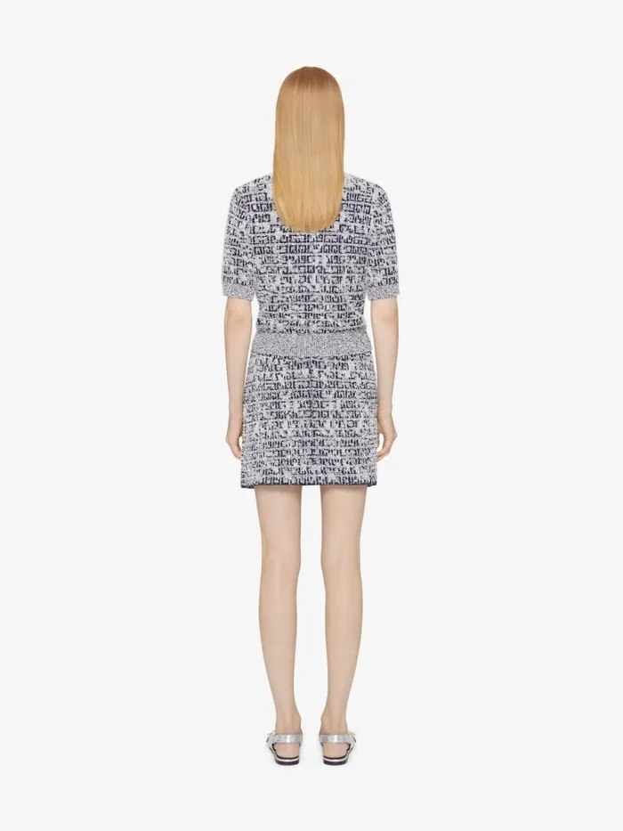 Women Knitwear Givenchy Cropped Cardigan In 4G Tweed With 4G Liquid Detail Navy