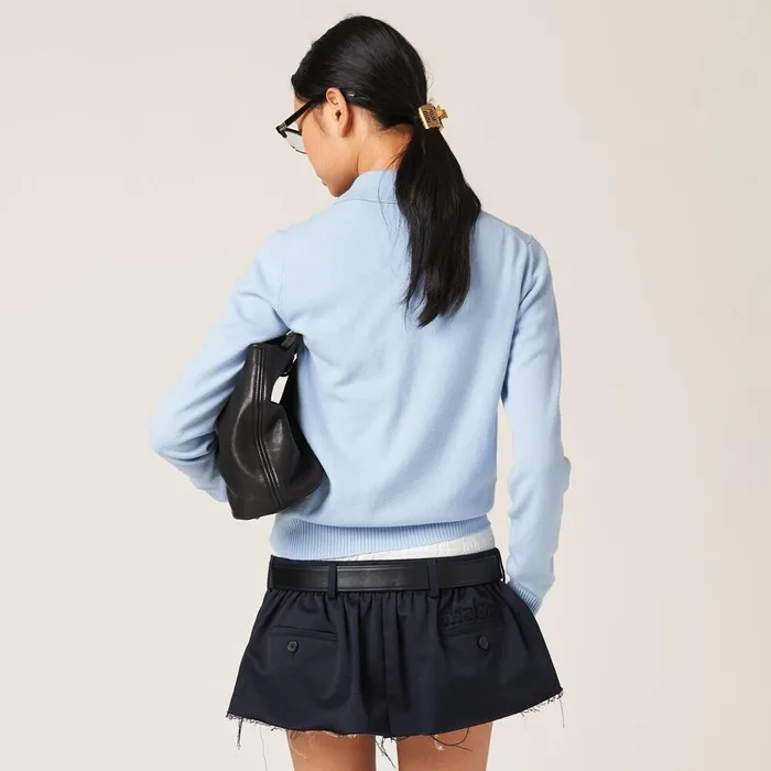 Women Knitwear Miu Miu Cashmere Knit Cardigan Sky Blue Women Knitwear Miu Miu Cashmere Knit Cardigan Sky Blue