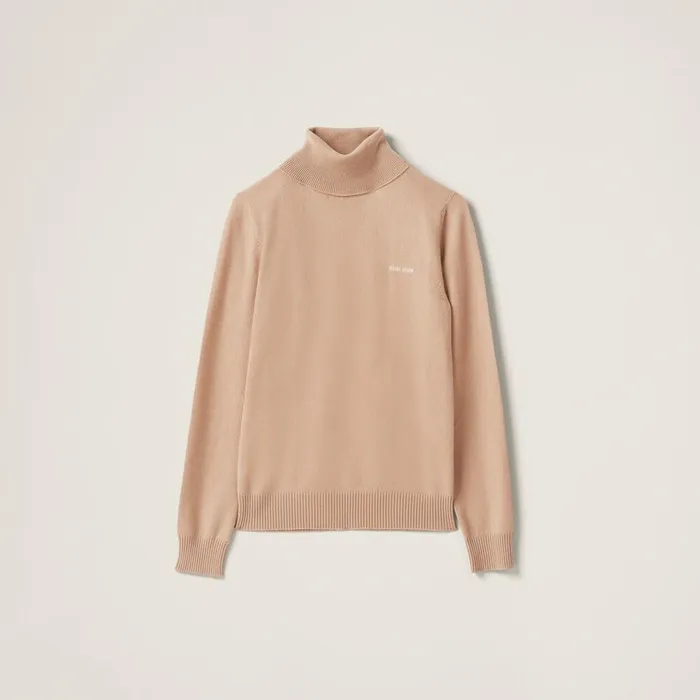 Women Knitwear Miu Miu Cashmere Turtleneck Sweater Albino White