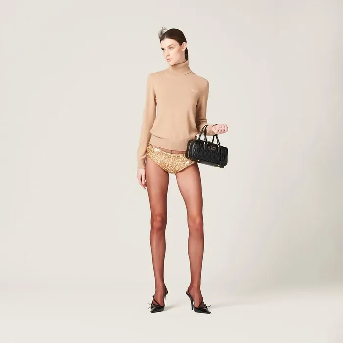 Women Knitwear Miu Miu Cashmere Turtleneck Sweater Albino White Women Knitwear Miu Miu Cashmere Turtleneck Sweater Albino White
